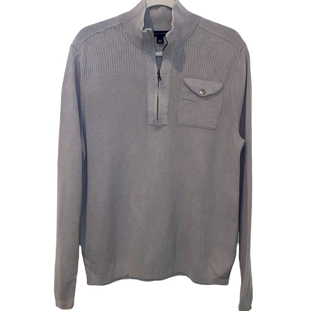 Banana Republic Tan Zip Up Mock Neck Pocket Wool Blend Long Sleeve Sweater‌‍‍‍‍‍